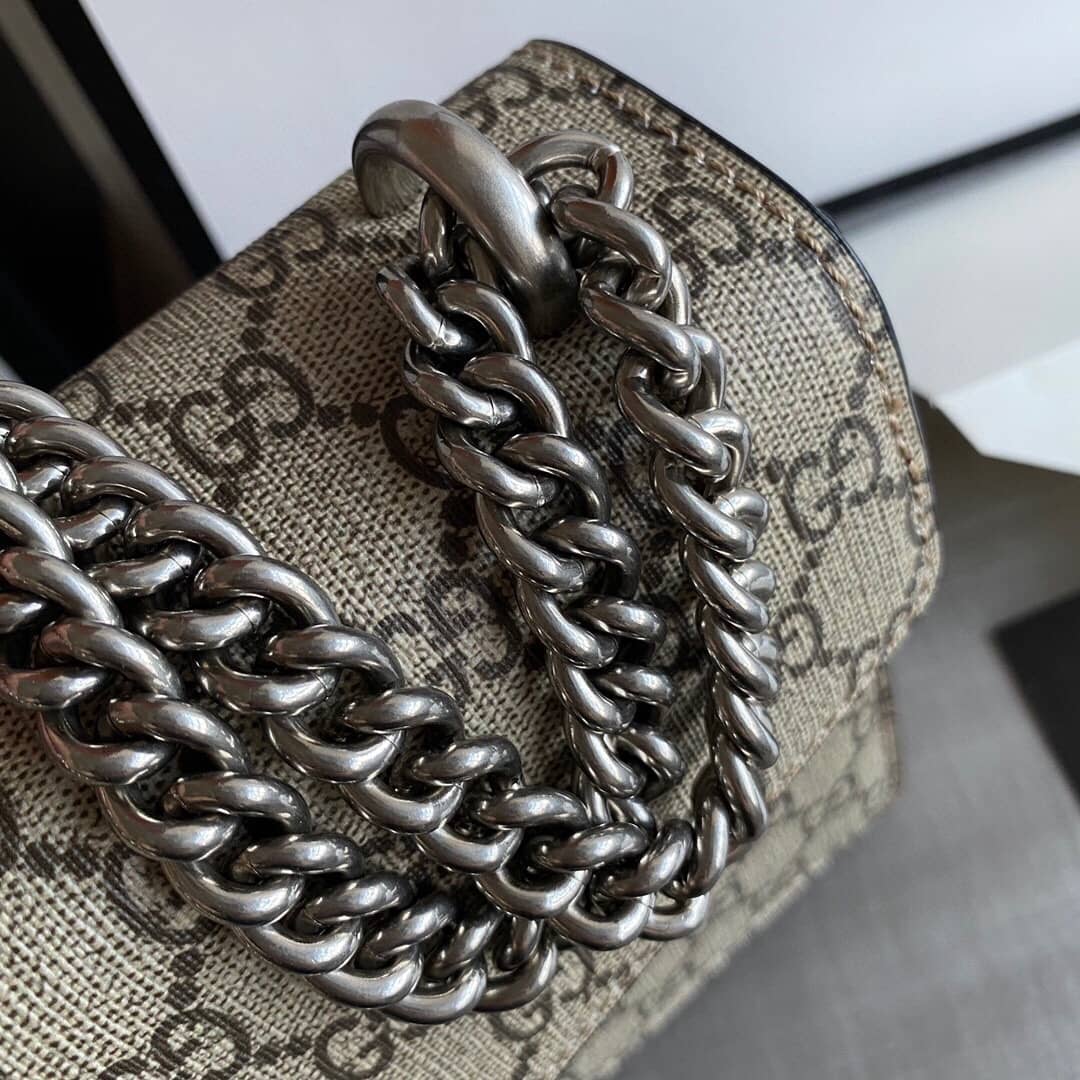 Gucci Dionysus Dupe GG Supreme Dionysus Chain Replica Shoulder Bag Gray Black 400249