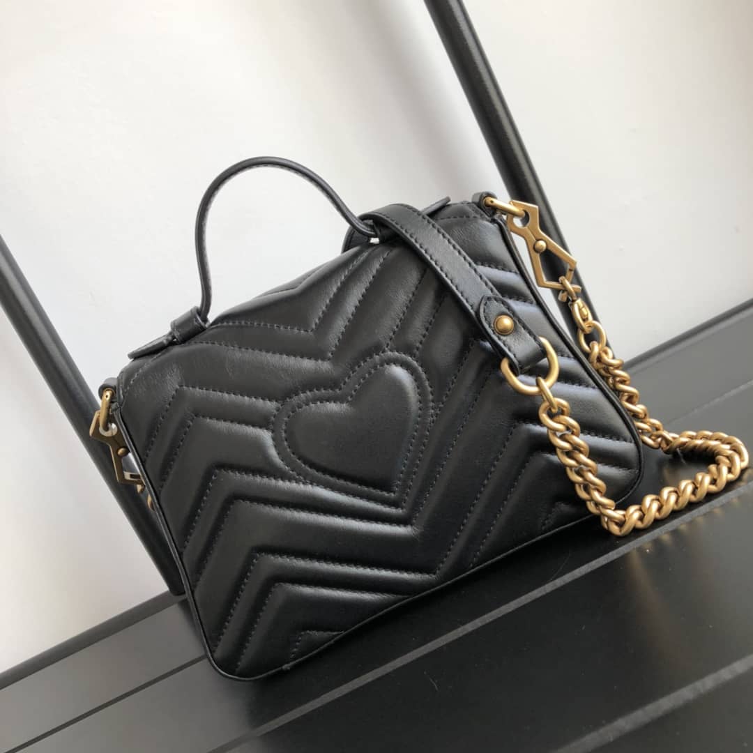 Gucci GG Marmont Mini Leather Top Handle Bag Replica Black 547260
