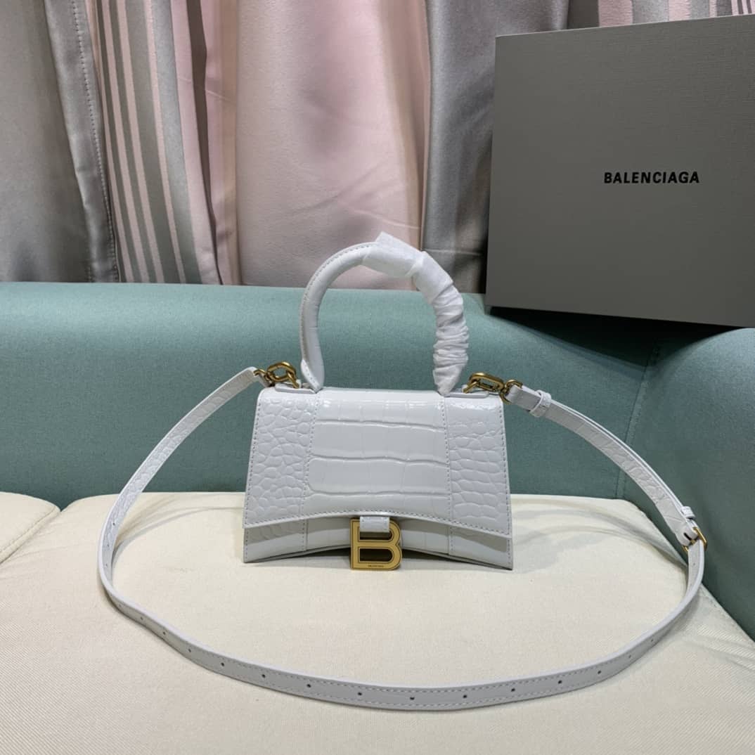 Balenciaga Hourglass Leather Top Handle Replica Bag