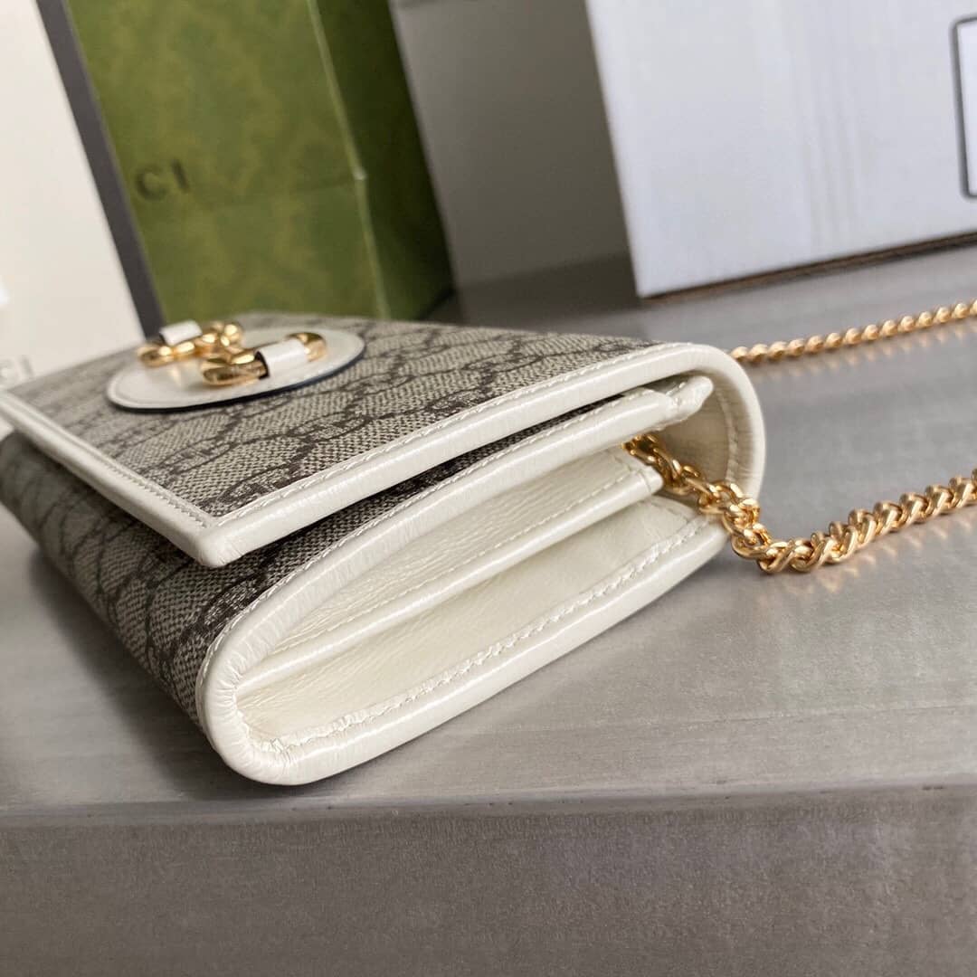 Gucci Horsebit Bag Dupe 1955 Zip Around Wallet With Chain Replica White 621888