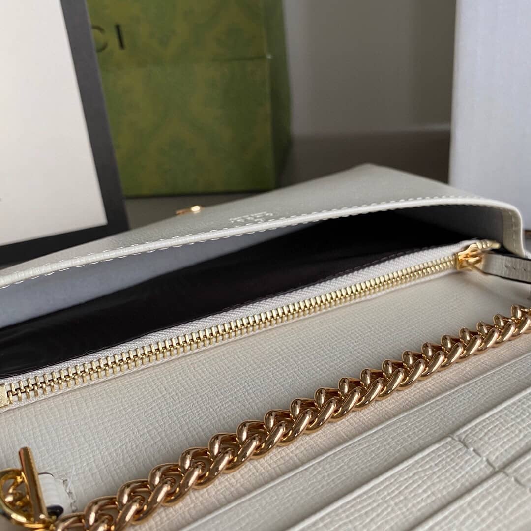 Gucci GG Supreme Horsebit 1955 Chain Wallet Replica White 621892
