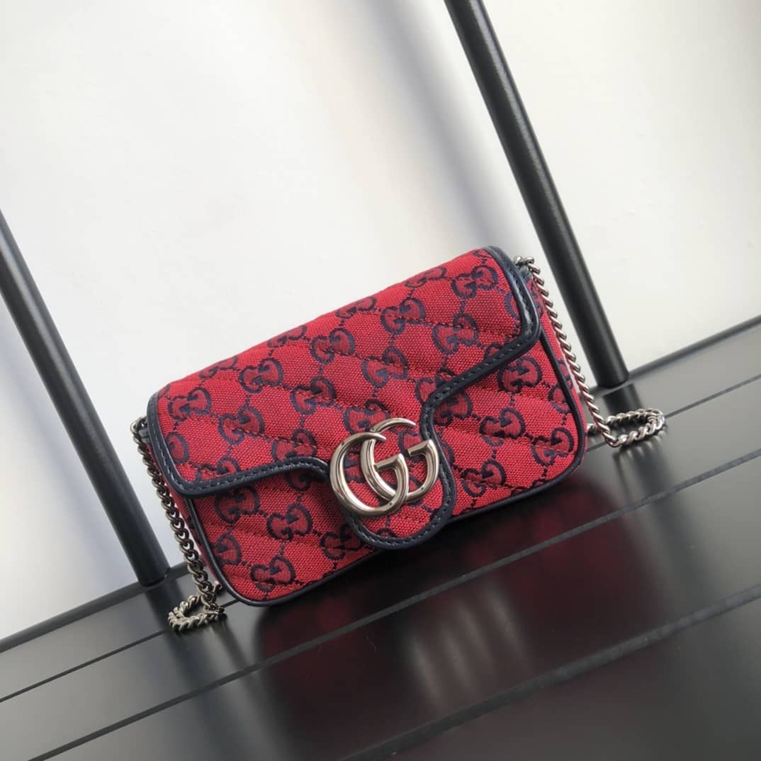 Gucci GG Marmont Matelasse Leather Mini Shoulder Bag Replica Red 476433