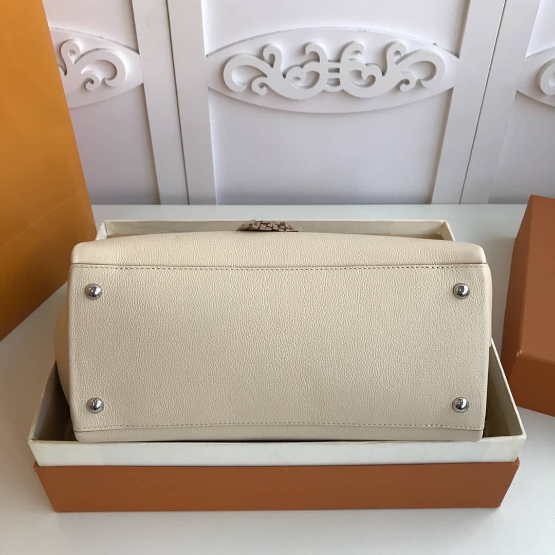 Louis Vuitton Lockmeto Leather Tote Replica White M54569