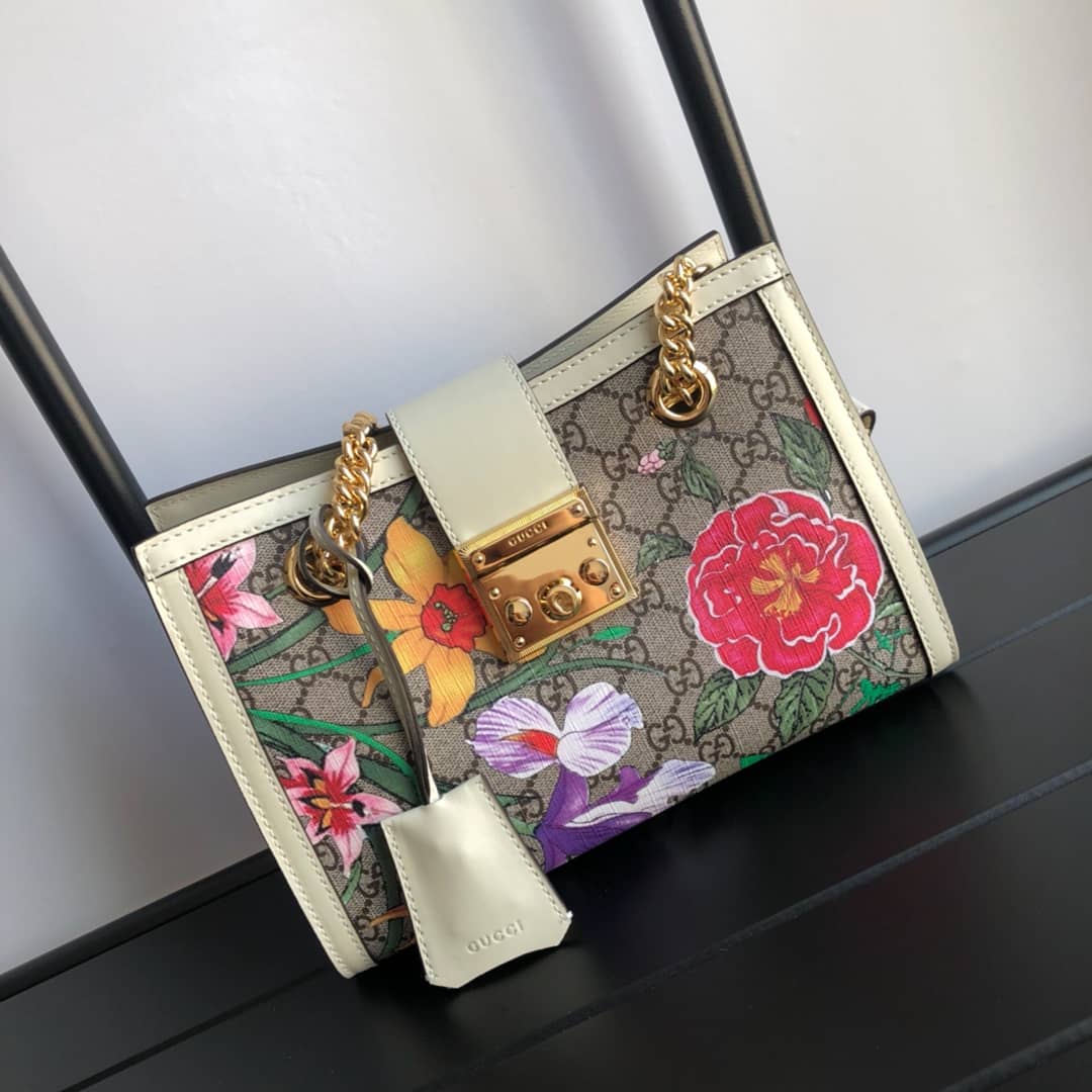 Gucci Padlock Small GG Supreme Canvas Shoulder Bag Replica Colorful 498156