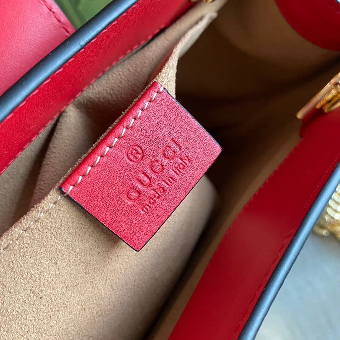 Gucci Padlock Small GG Supreme Canvas Shoulder Bag Replica Red 498156