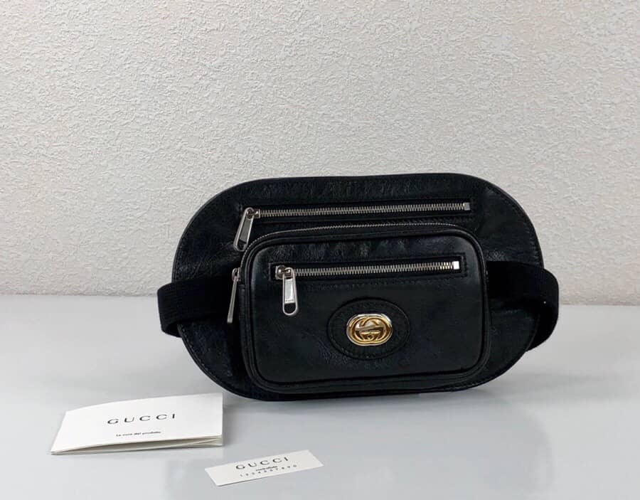 Gucci Soft Leather Belt Bag Replica Black 575857