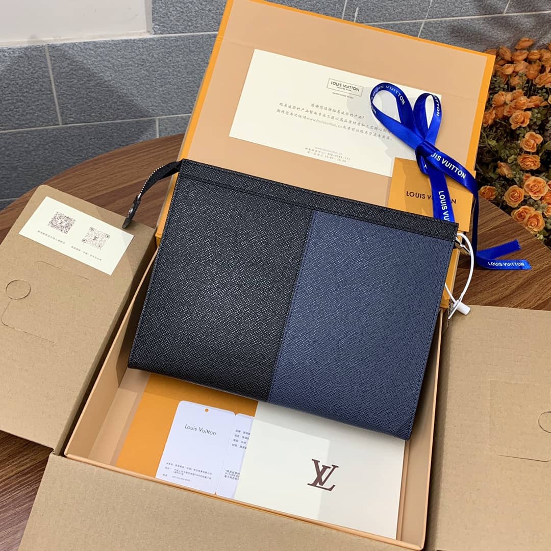 Louis Vuitton Pochette Voyage MM Taiga Leather Replica Blue Red Black M30718