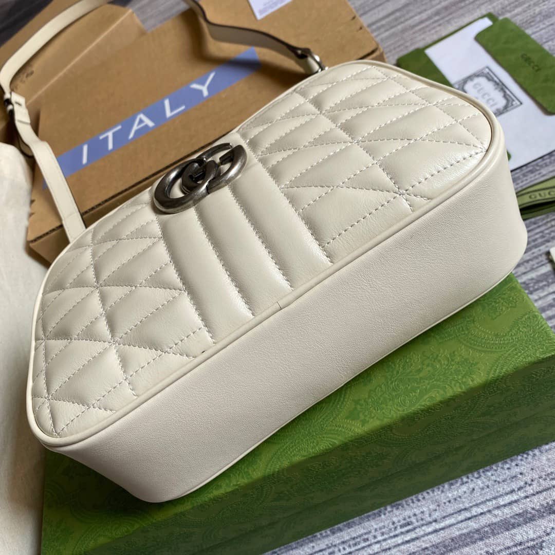 Gucci Handbag Dupes GG Marmont Small Shoulder Handbag Camera Bag Replica White 447632