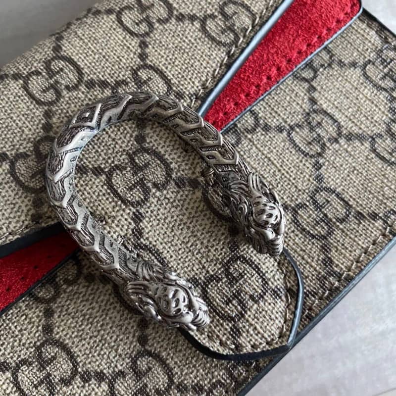 Gucci Dionysus GG Supreme Super Mini Bag Replica Gray Red 476432