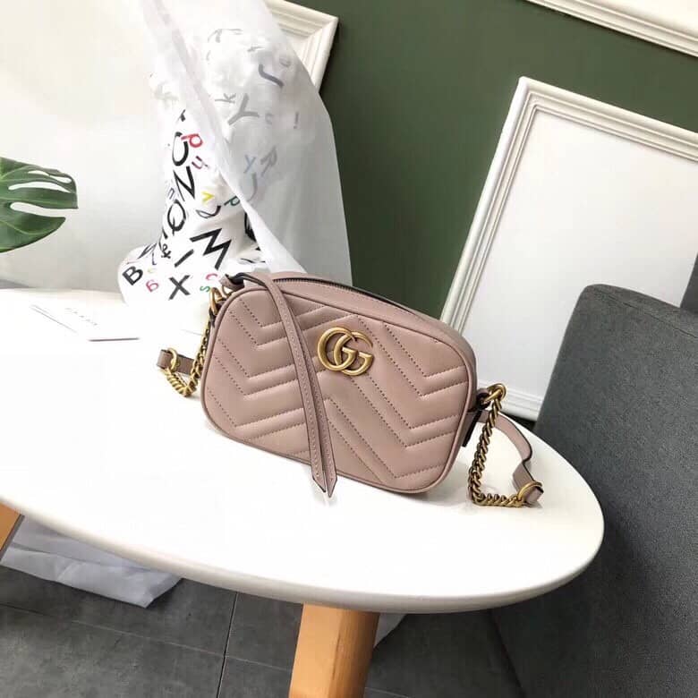 Gucci GG Marmont Matelassé Mini Bag Replica Pink 448065