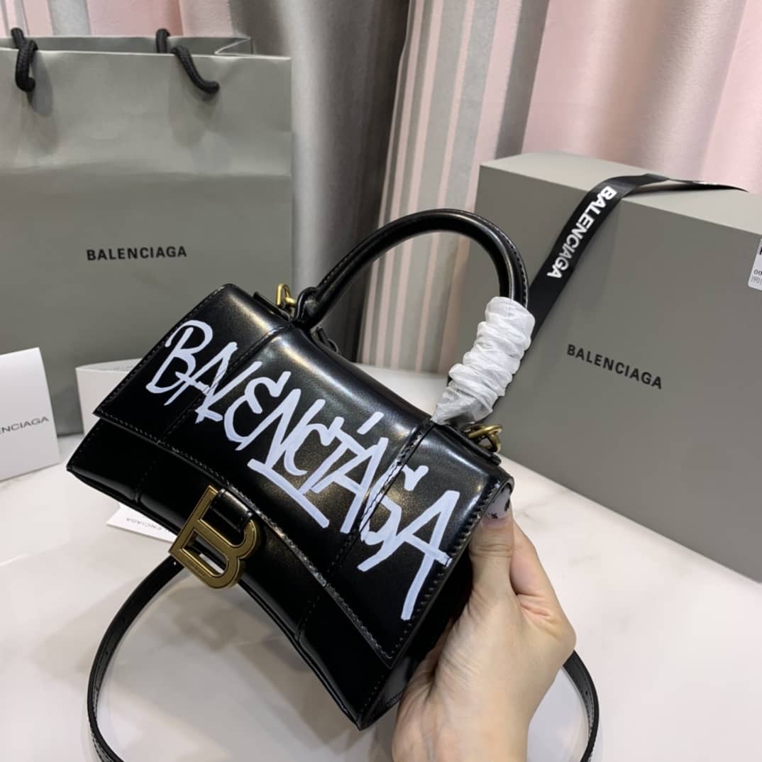 Balenciaga Hourglass Leather Top Handle Replica Bag