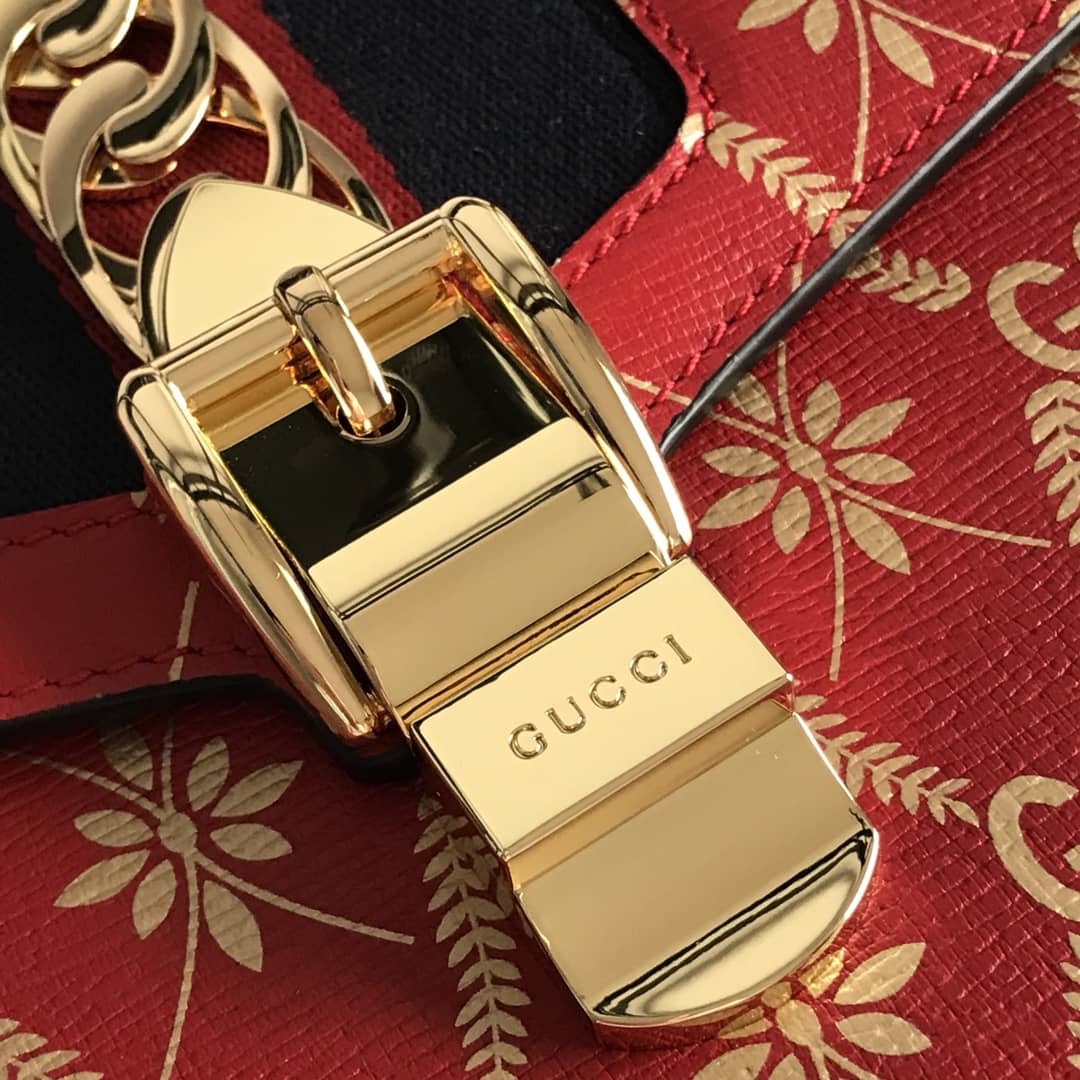 Gucci Sylvie Small Leather Shoulder Bag Replica Red 524405