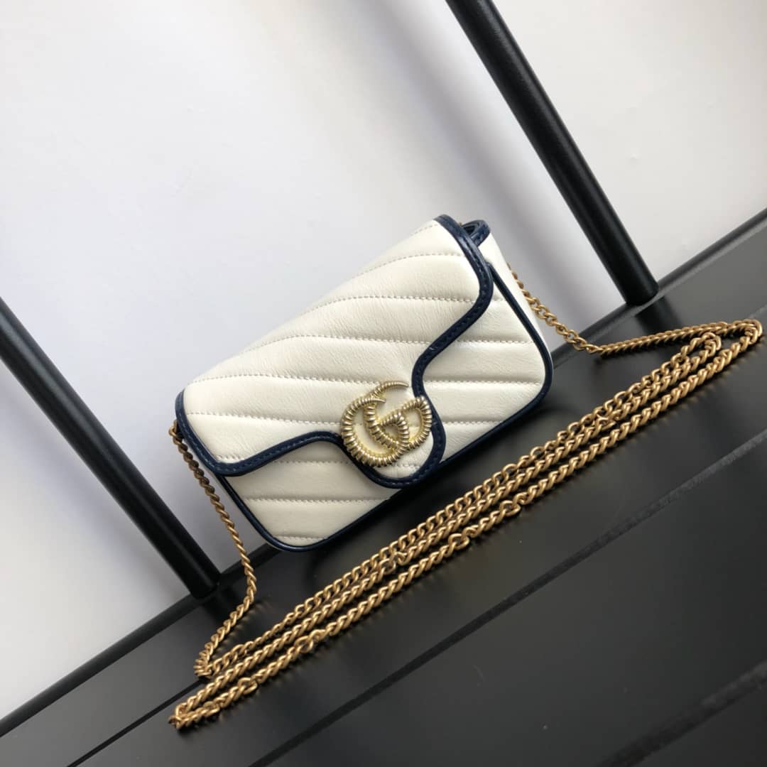 Gucci GG Marmont Mini Matelasse Leather Shoulder Bag Replica White 574969