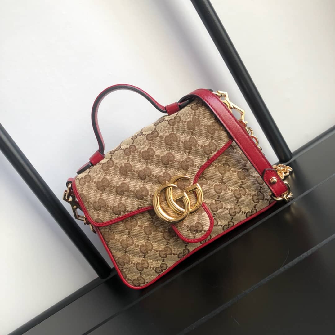 Gucci GG Marmont Mini Top Handle Bag Replica Red 583571