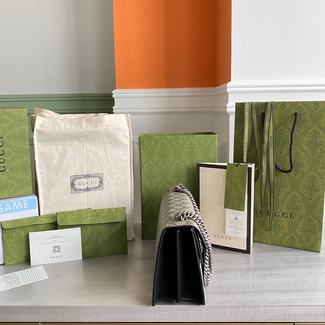 Gucci Dionysus Dupe GG Supreme Dionysus Chain Replica Shoulder Bag Gray Black 400249