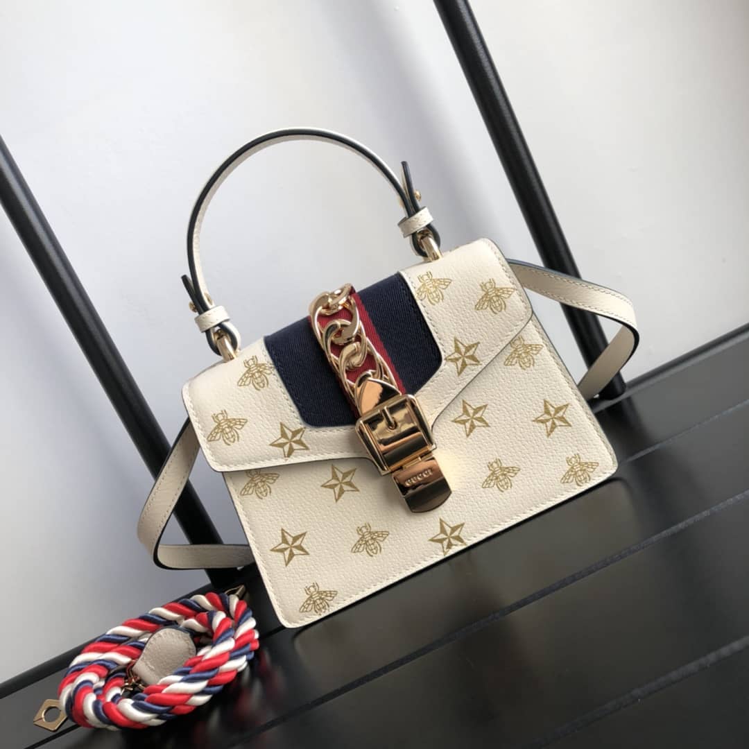 Gucci GG Sylvie Mini Shoulder Bag Replica White 470270