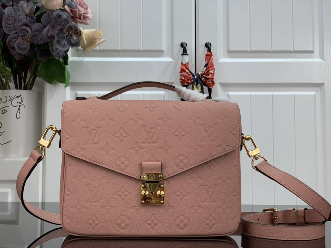 Best Replica Louis Vuitton Pochette Metis Marine Leather Pink M44071 Replica Shoulder Bag(ColaReps)