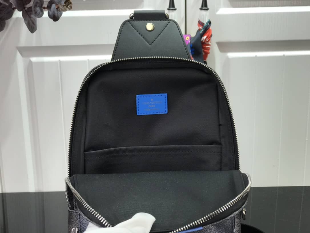 Louis Vuitton Damier Graphite Mens Avenue Replica Sling Bag Black Blue N40403