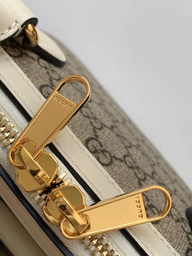 Gucci Horsebit Bag Dupe 1955 Small GG Supreme Grainy Leather Handle Bag Replica White 621220