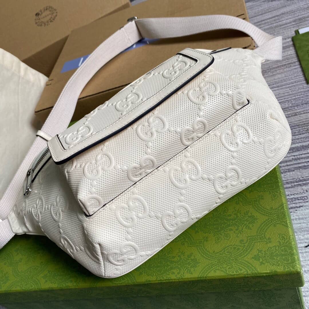 Gucci GG Embossed Belt Bag Replica White 645093