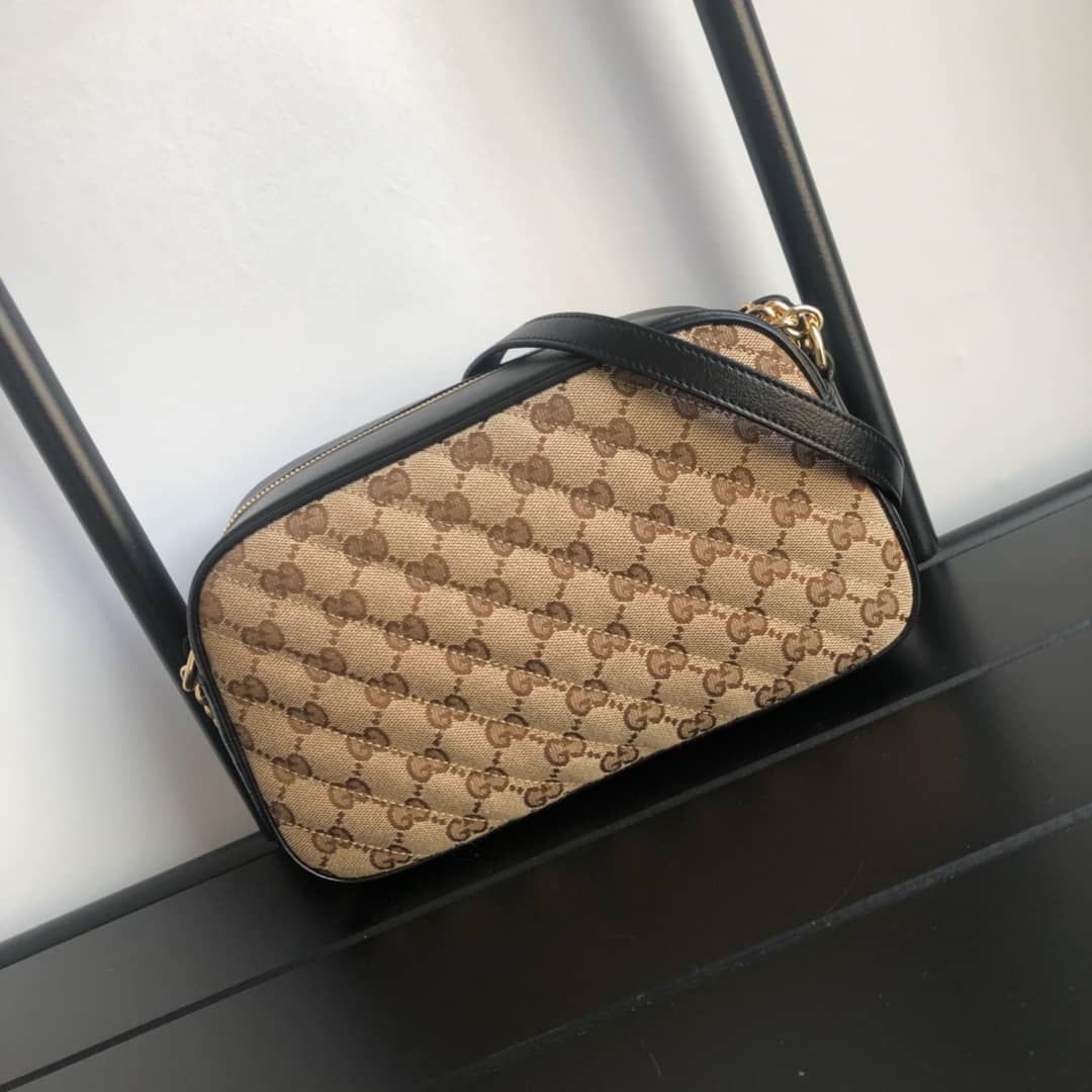 Gucci Handbag Dupes GG Marmont Small Shoulder Handbag Camera Bag Replica Brown 447632