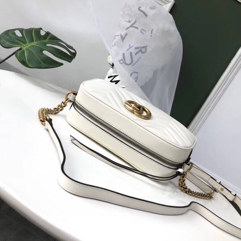 Gucci Handbag Dupes GG Marmont Small Shoulder Handbag Camera Bag Replica White 447632