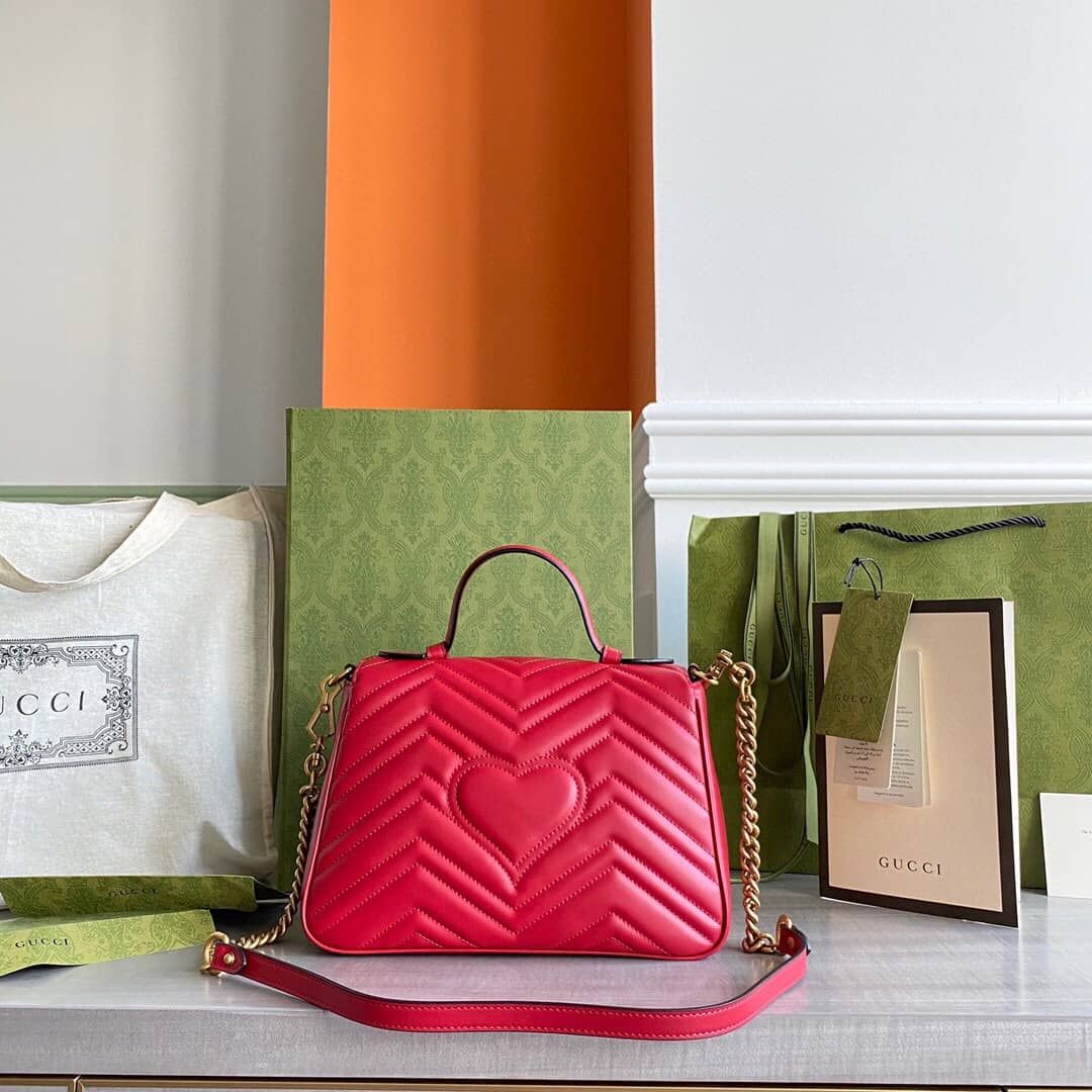 Gucci Marmont Dupe Mini GG Marmont Replica Bag Red 498100