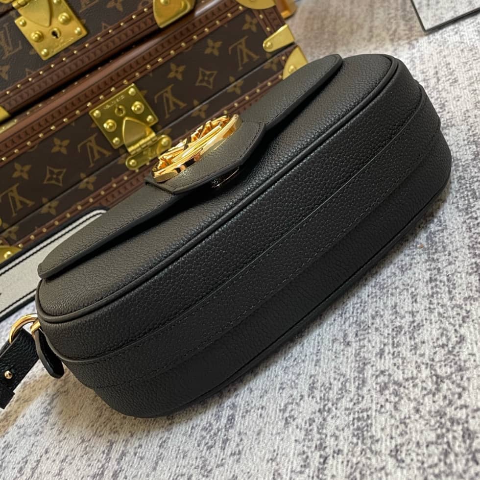 Louis Vuitton Pont 9 Soft MM Grained Calfskin Black M58967 Replica Crossbody Bag