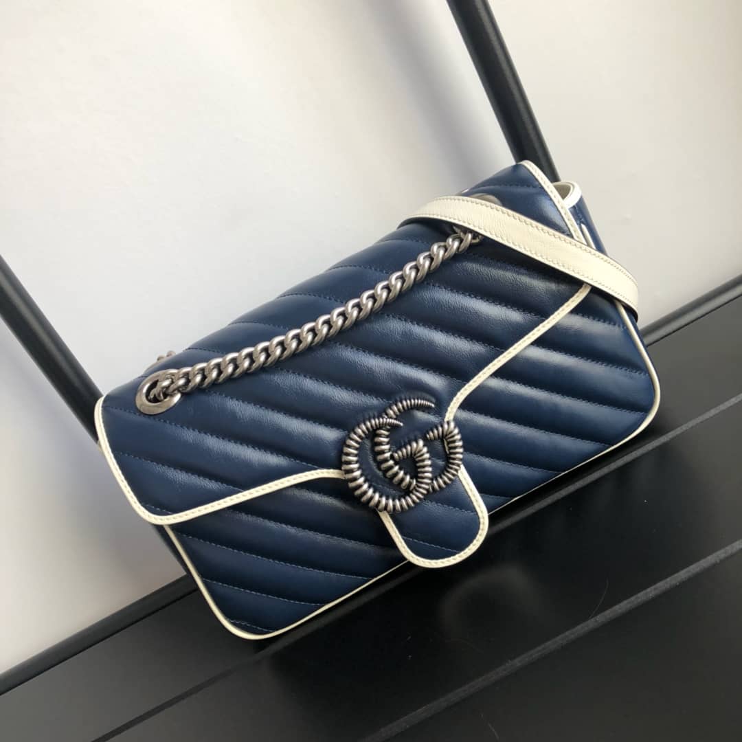 Gucci GG Marmont Matelasse Shoulder Bag Replica Blue 443497