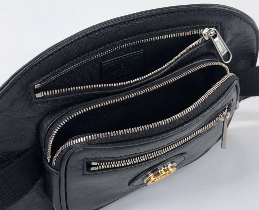Gucci Soft Leather Belt Bag Replica Black 575857