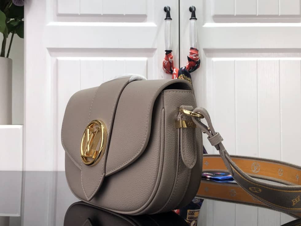 Louis Vuitton Pont 9 Soft MM Grained Calfskin Gery M58967 Replica Crossbody Bag