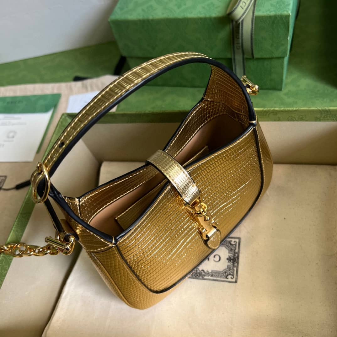Gucci Jackie 1961 Mini Shoulder Bag Gold Leather 675799 Replica