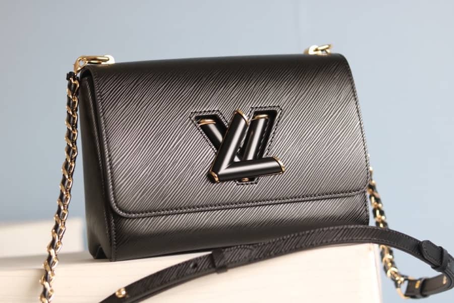 Louis Vuitton Twist MM Chain Leather Replica Bag Black M50282