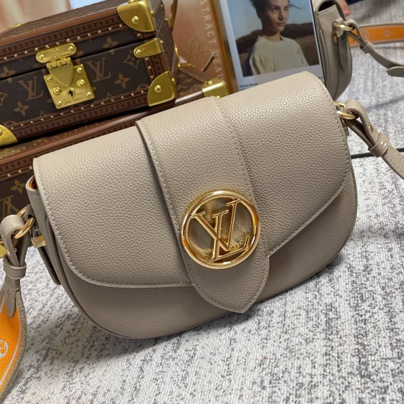 Louis Vuitton Pont 9 Soft MM Grained Calfskin Leather Replica Bag Brown M58968