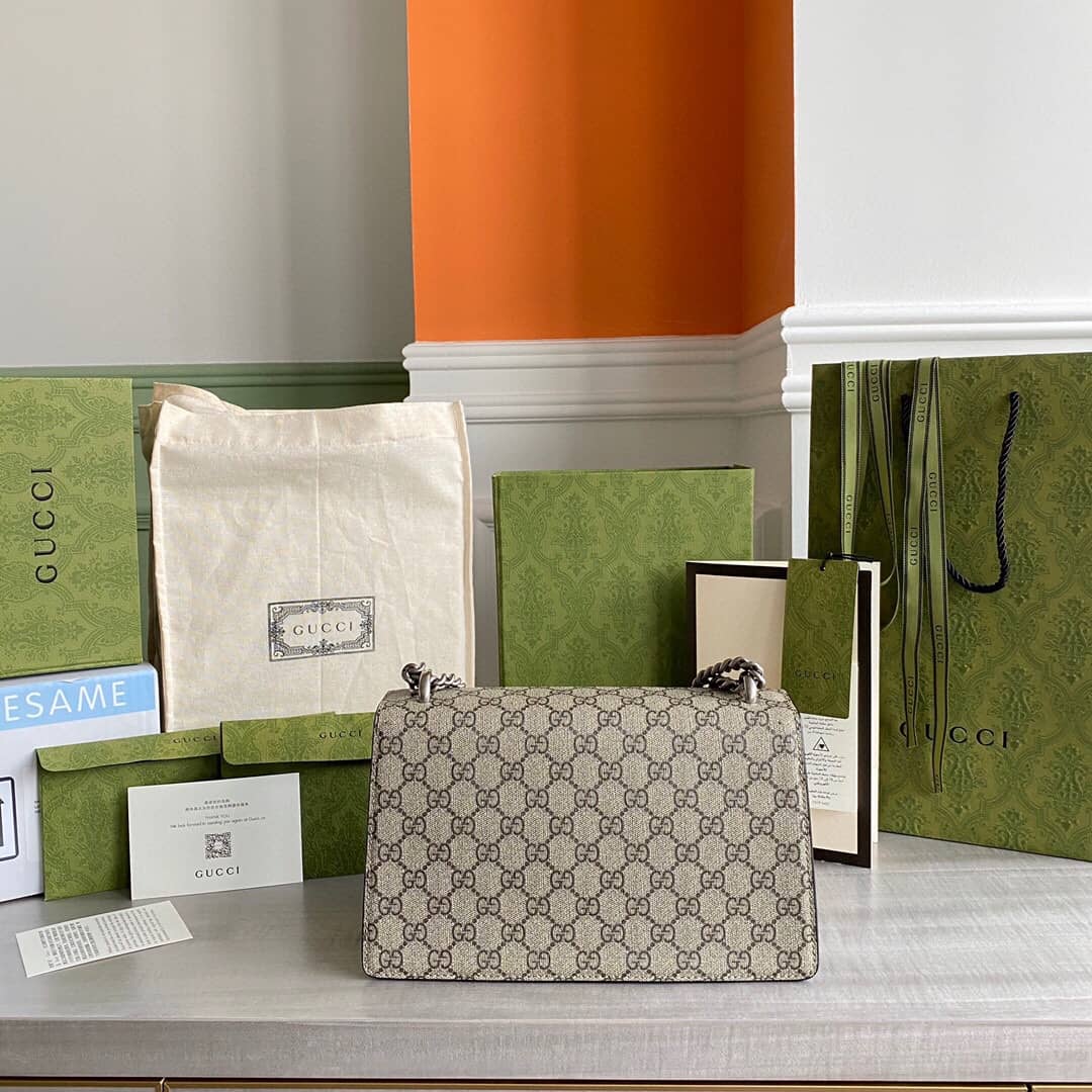 Gucci Dionysus Dupe GG Supreme Dionysus Chain Replica Shoulder Bag Gray Black 400249