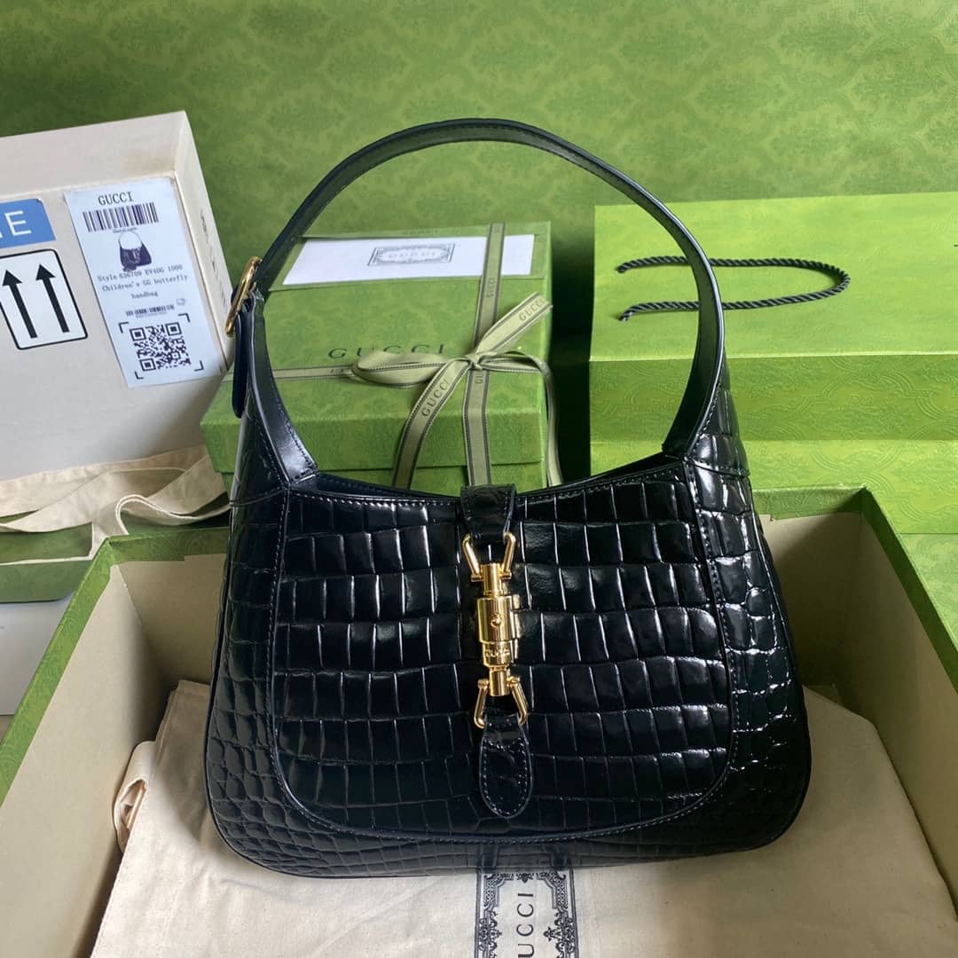 Gucci GG Jackie 1961 Small Hobo Shoulder Bag Replica Black 636709