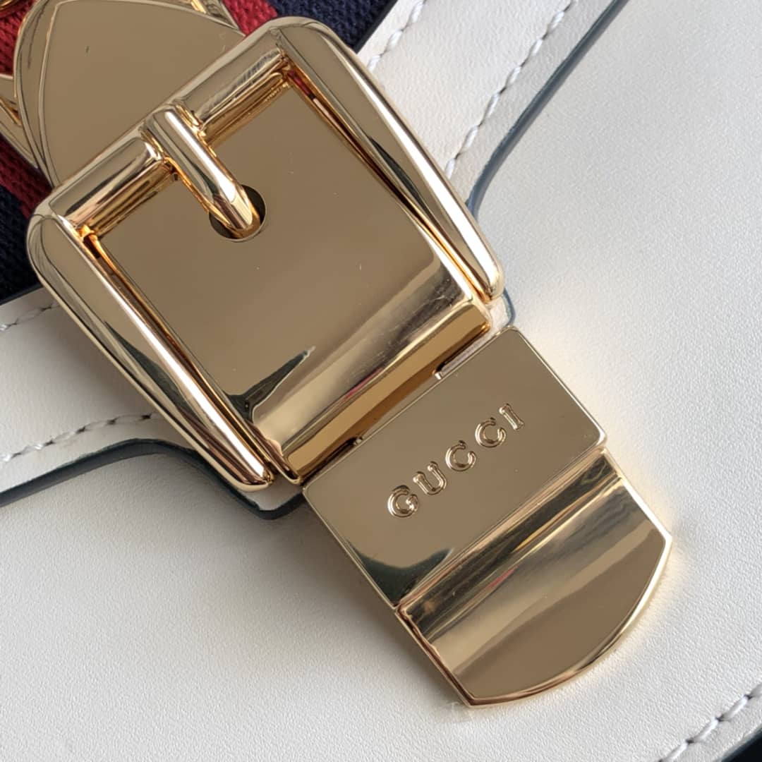 Gucci Sylvie Leather Mini Chain Shoulder Bag Replica White 431666