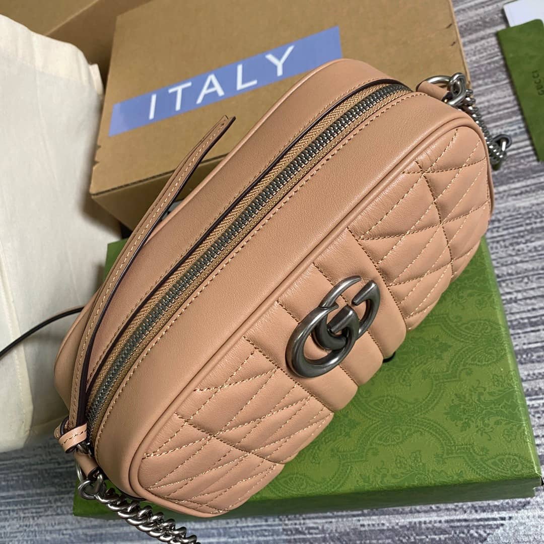 Gucci Handbag Dupes GG Marmont Small Shoulder Handbag Camera Bag Replica Brown 447632
