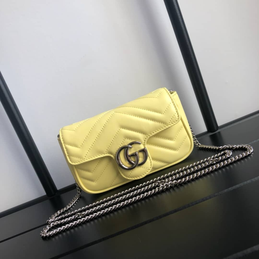 Gucci GG Marmont Matelasse Leather Mini Shoulder Bag Replica Yellow 476433