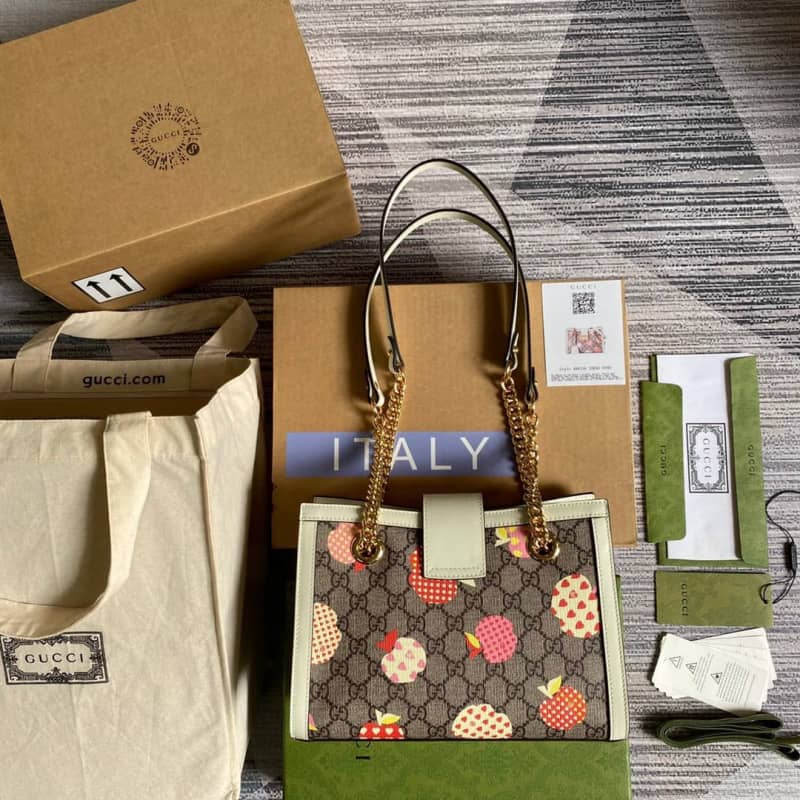 Gucci Padlock Small GG Supreme Canvas Shoulder Bag Replica Brown 498156