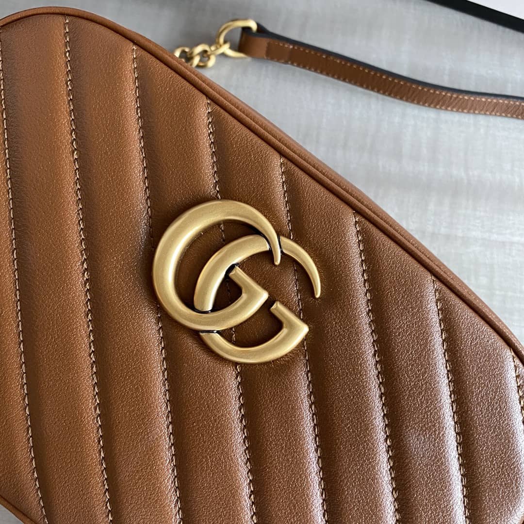 Gucci GG Marmont Small Shoulder Handbag Camera Bag Replica Brown 447632