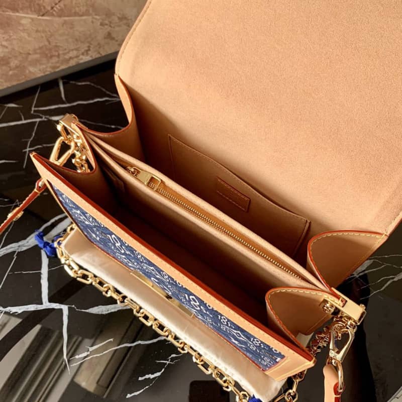 Louis Vuitton Since 1854 Jacquard Pattern Dauphine MM Replica Shoulder Bag Blue M57211