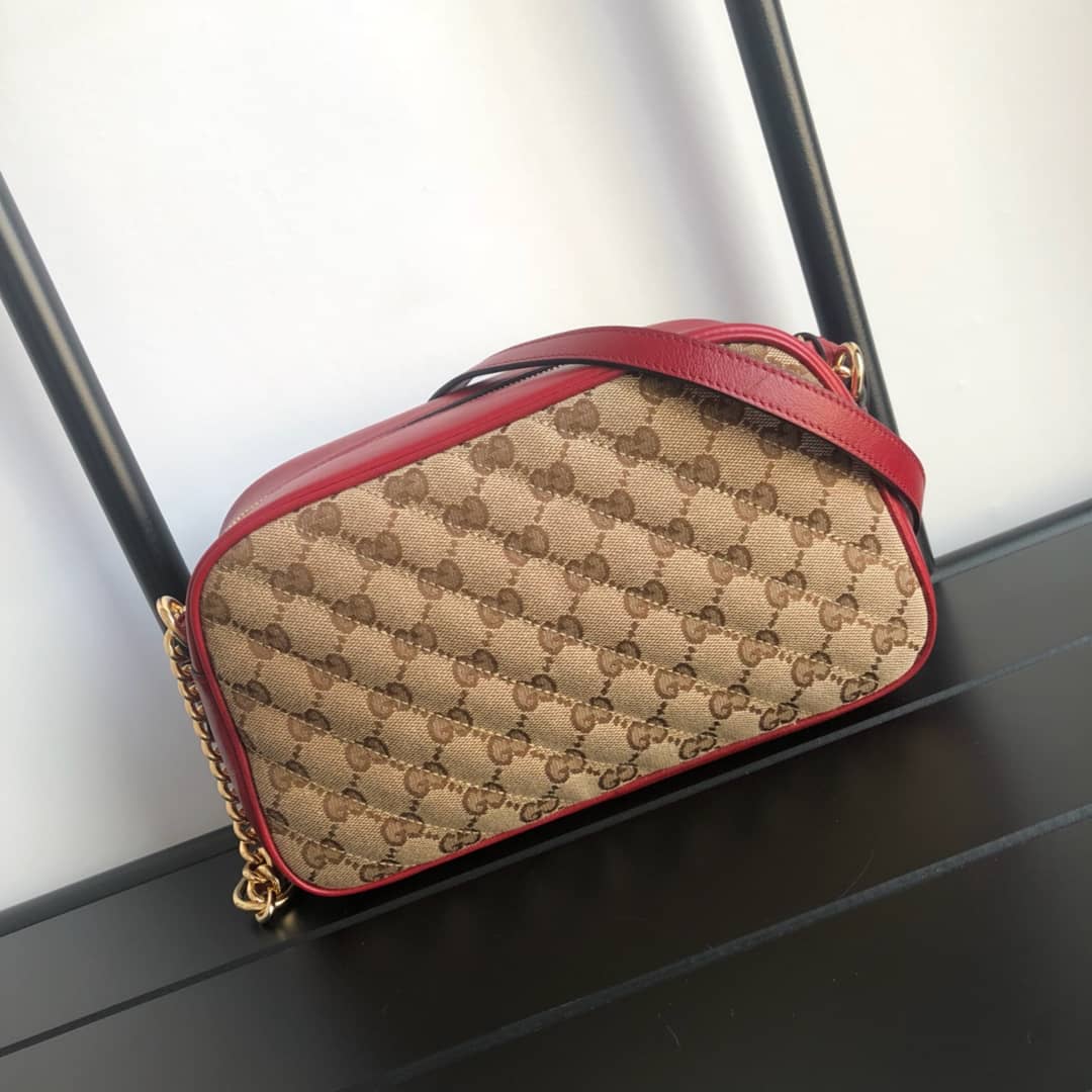 Gucci Handbag Dupes GG Marmont Small Shoulder Handbag Camera Bag Replica Brown 447632