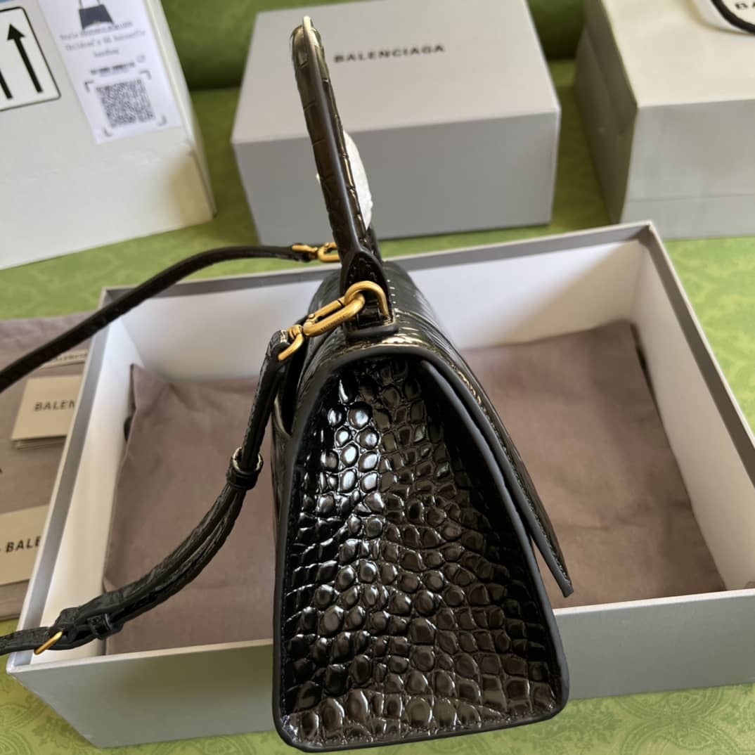 Balenciaga Hourglass Leather Top Handle Replica Bag