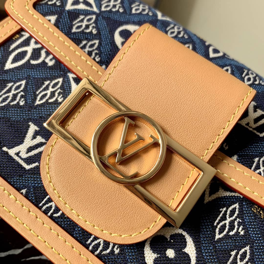 Louis Vuitton Since 1854 Jacquard Pattern Dauphine MM Replica Shoulder Bag Blue M57211