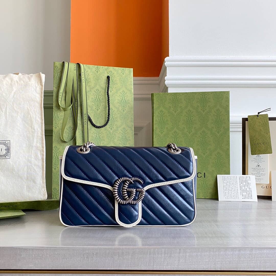 Gucci GG Marmont Matelasse Shoulder Bag Replica Blue 443497