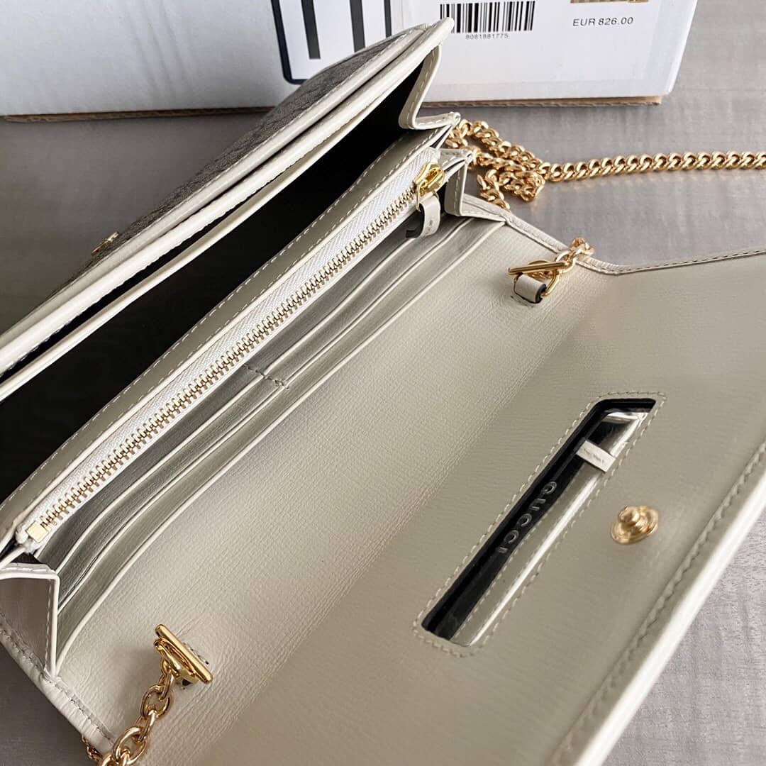 Gucci Horsebit Bag Dupe 1955 Zip Around Wallet With Chain Replica White 621888