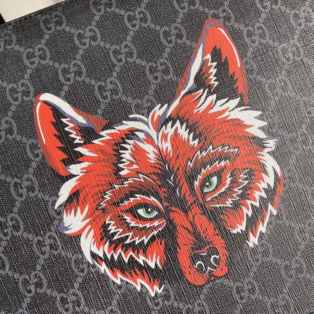 Gucci Animarie Wolf GG Supreme Clutch Replica 547084