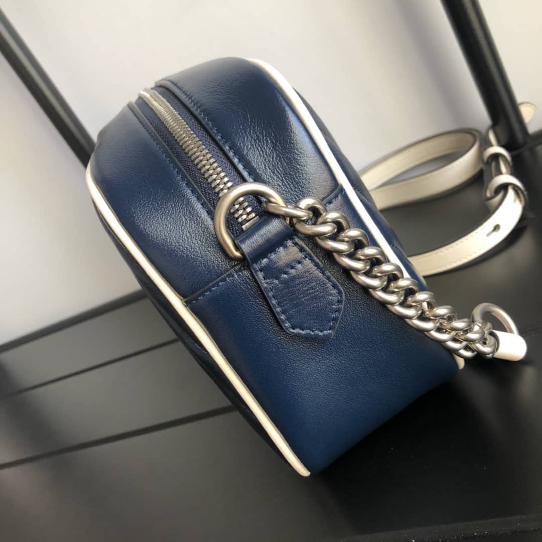 Gucci GG Marmont Small Shoulder Handbag Camera Bag Replica Blue 447632