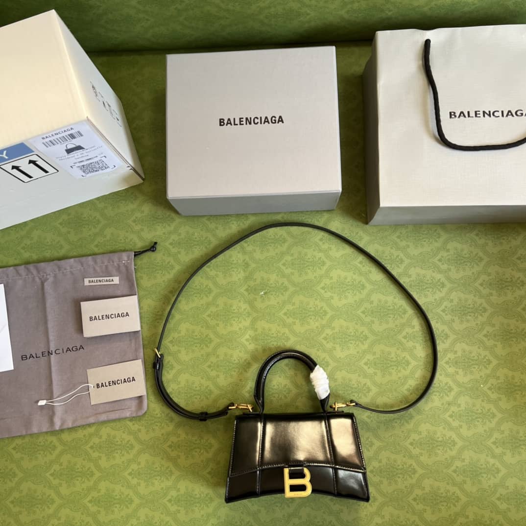 Balenciaga Hourglass Leather Top Handle Replica Bag